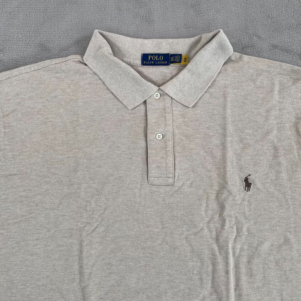 Polo Ralph Lauren Shirt Men 4XLT Oatmeal Beige Pony Logo‎ Preppy Short Sleeve